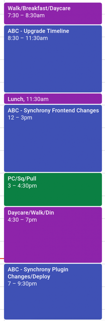 Schedule in blocks